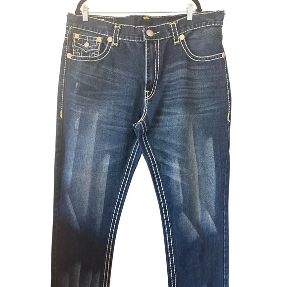True Religion Ricky Super T Jeans Mens Size 42 Distressed Wash Denim - Picture 2 of 9